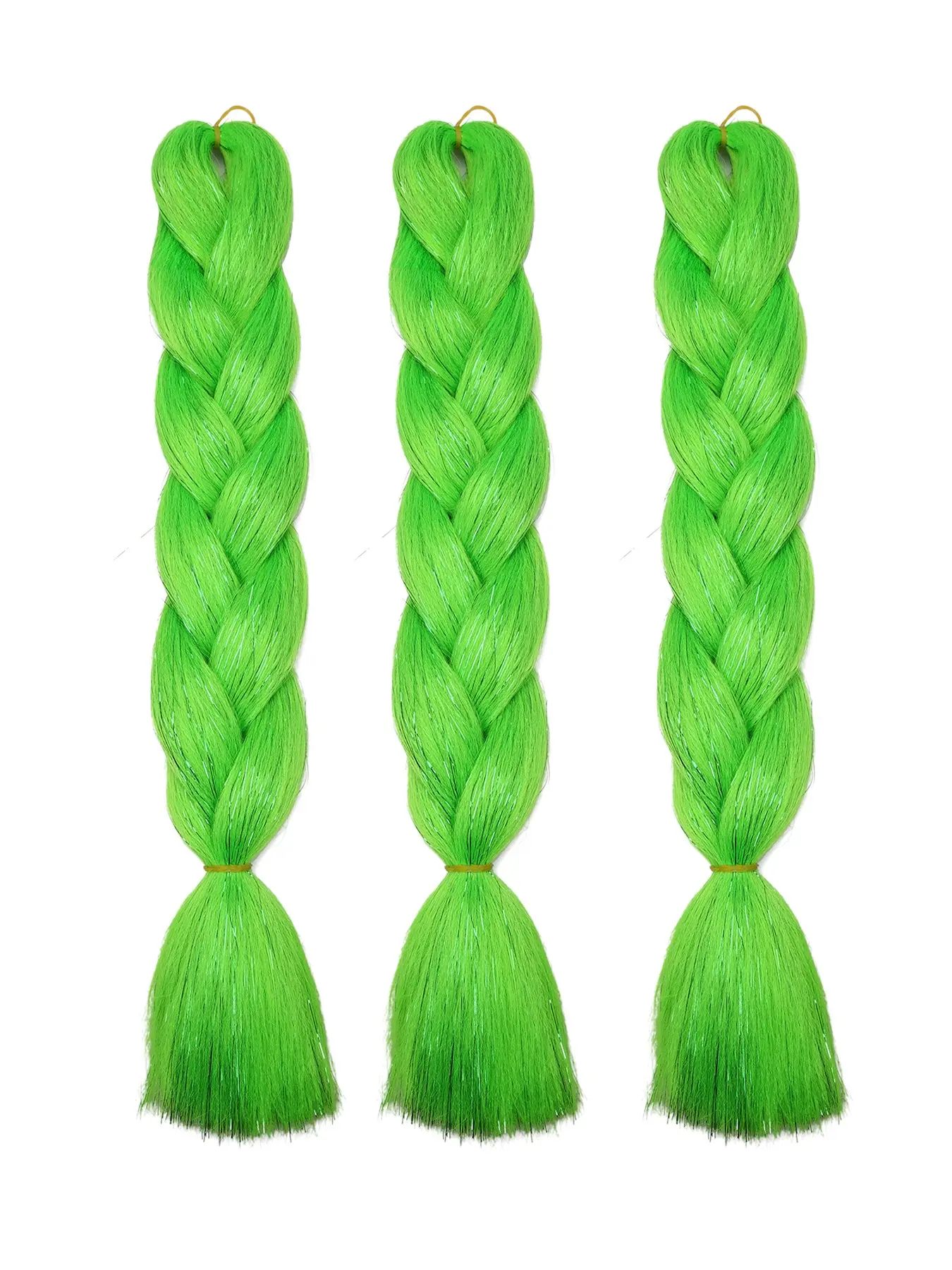 3 Packs Colorful Glitter Luminous Braiding Hair, 24 Inch Heat Resistant Synthetic Crochet Hair Extensions, Green Multi-Color for Box Braids Daily Vacation Halloween Christmas Carnival, Crochet Hair Bundles