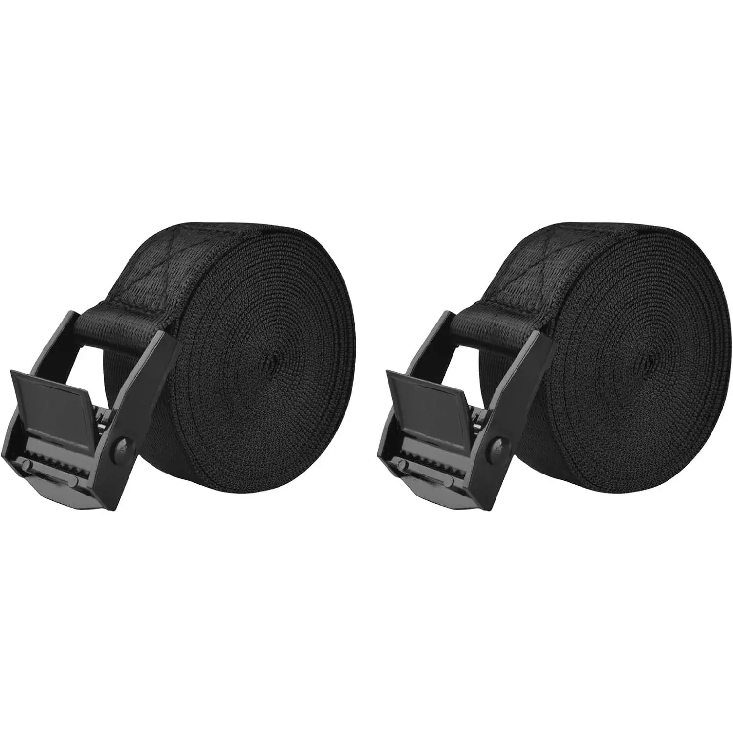 Cinch Tie Down Straps Cam Buckle Lashing Strap Nylon Small Ratchet Heavy Duty Belts for Packing Cargo    Roof Rack Kayak  (Black - 2 Packs, 1.64 FT)