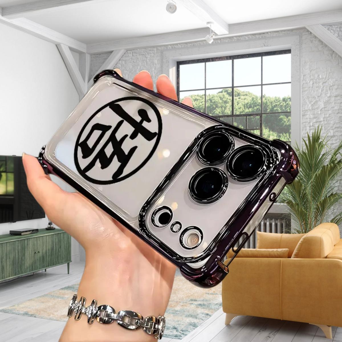 G-Goku K-Kanji Anime Phone Case for iPhone 17 Air 16 15 14 13 12 11 Pro Max Plus Samsung S26 S25 S24 S23 S22 Plus Ultra, Four-Corner Drop-Proof Transparent Soft Silicone Cover, Perfect Gift & Smartphone Protection