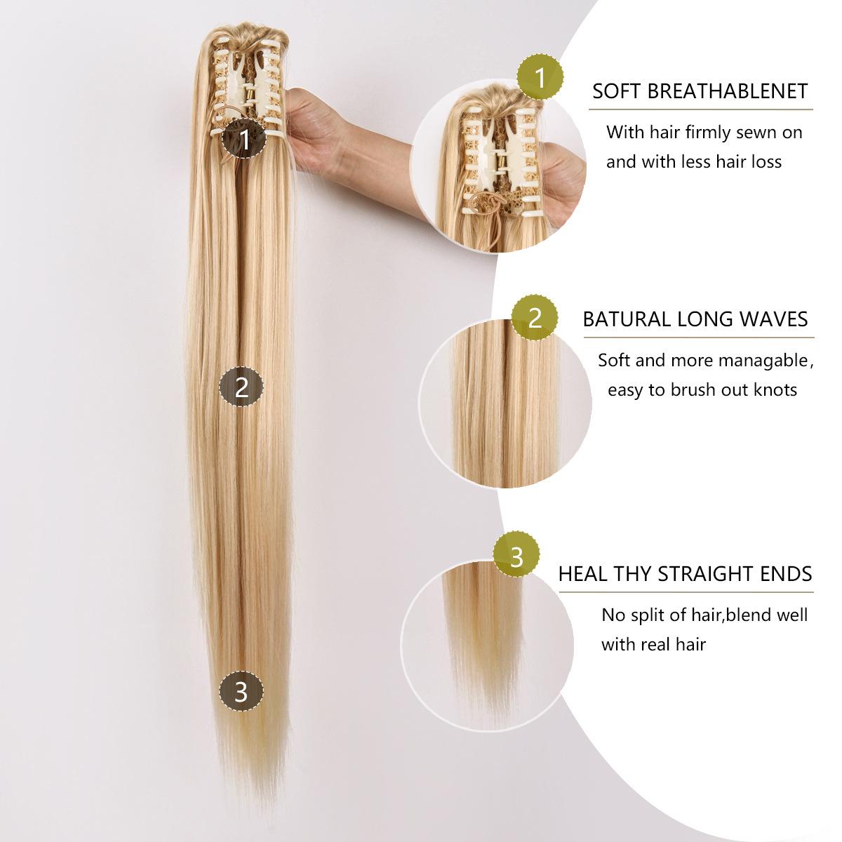 26-Inch Long Straight Purple Ponytail Wig for Women | Claw Clip Design | Natural-Looking Hair Extension Perfect for Daily Wear, Parties & Casual Outfits