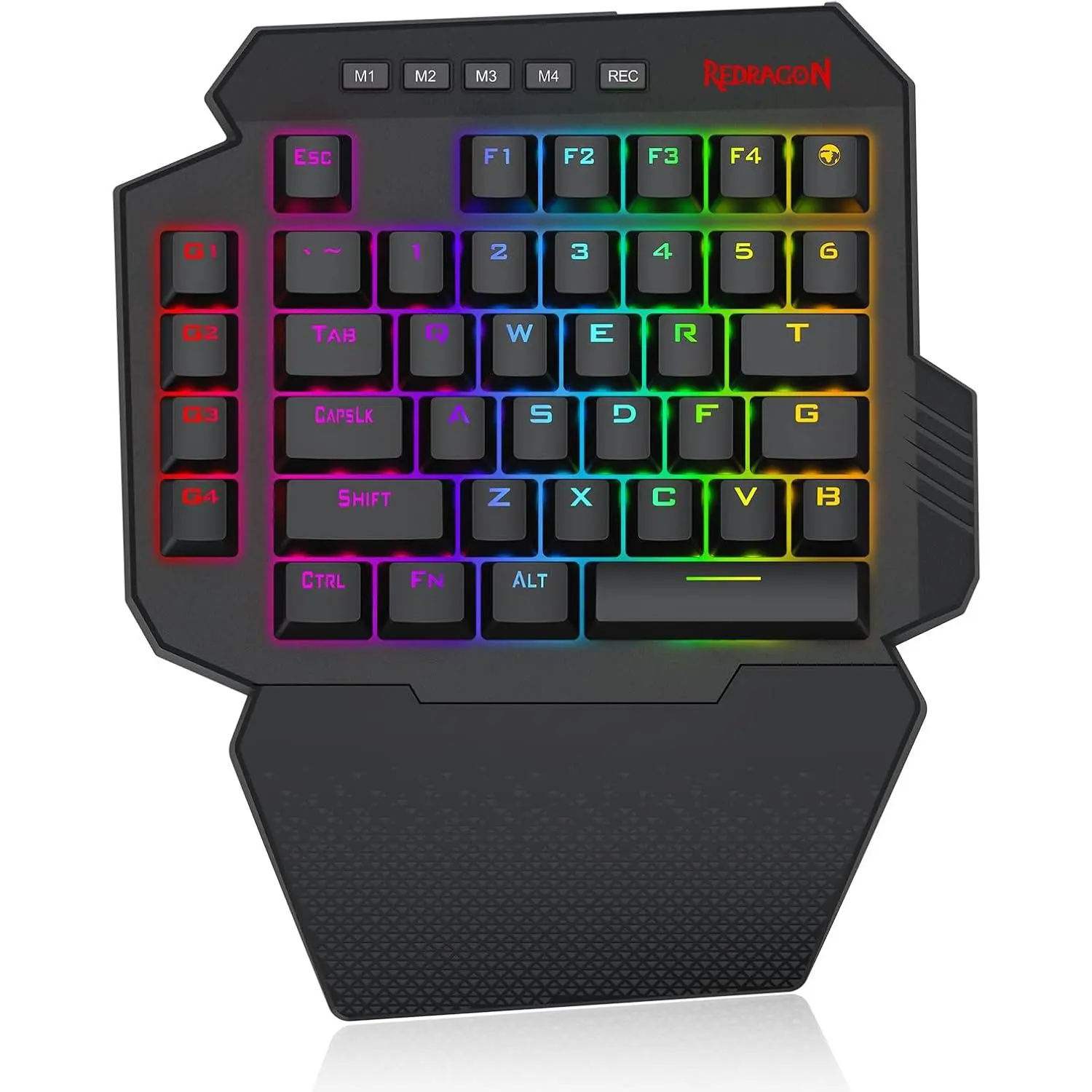 Redragon K758 Wired One-Handed RGB Mechanical Gaming Keyboard, 39 Keys Type-C Professional Gaming Keypad w/Upgraded Hot-Swappable Socket, 4 Onboard Macro Keys & Dedicated Wrist Rest