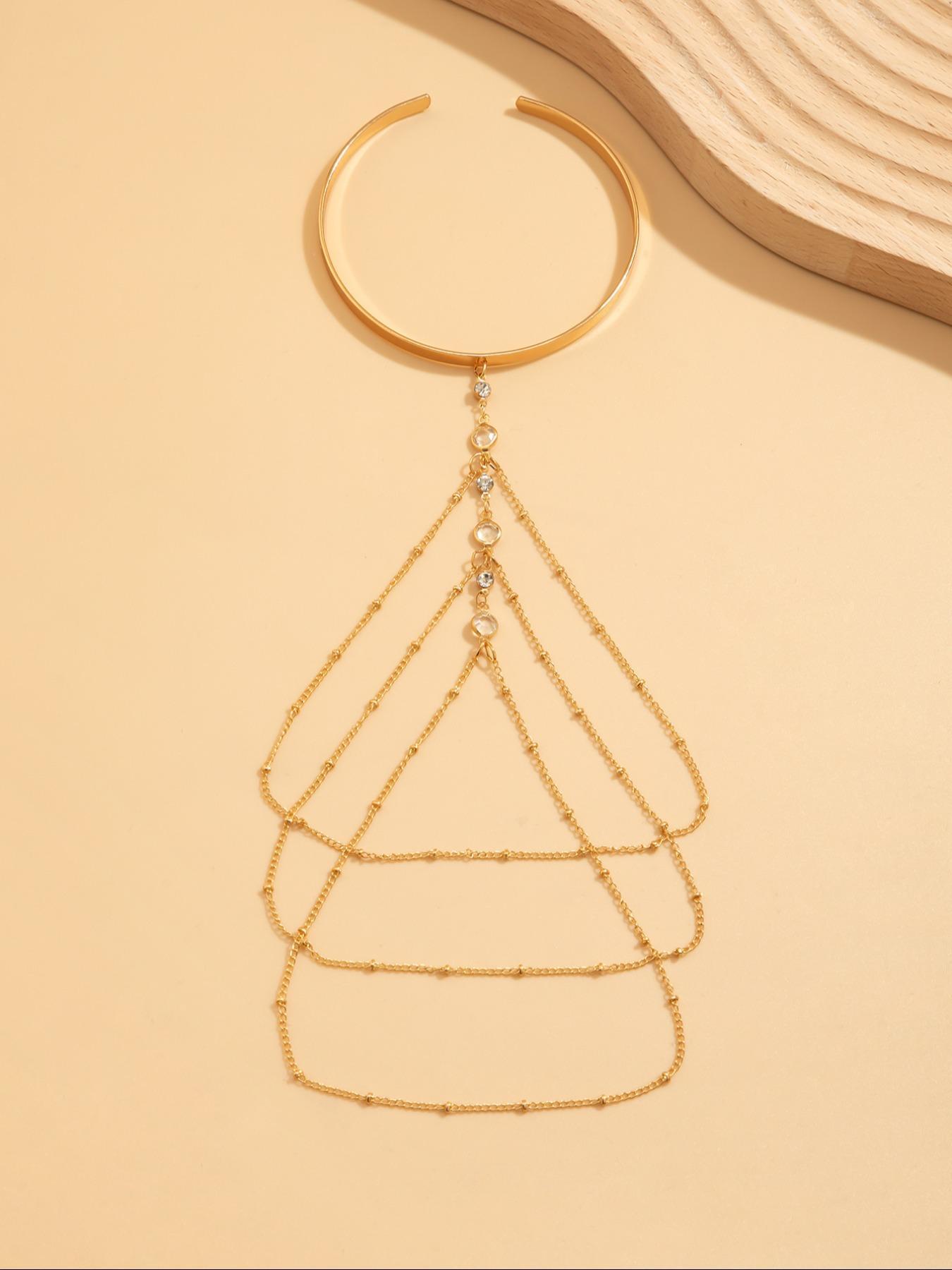 Women's Artificial Crystal & Chain Decor Arm Cuff, Fashionable Body Jewelry for Party, Daily Clothing Decor, Trendy All-match & Exquisite for Birthday Gift, Body Jewellery, Chic Body Jewelry