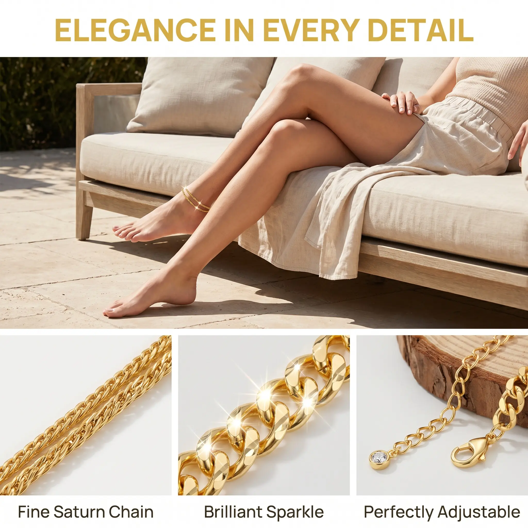 Chunky Cuban Link Chain Anklet for Women Waterproof Adjustable Length 8.5+2 Inch Fashion Chic Accessories Trendy Layered Anklet Set Jewelry Gift Suitable for Summer Beach Vacations Outdoorfun summerwins-YY2