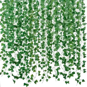 12 Pack 84 Feet Artificial Ivy Vine Garlands, Realistic Fake Greenery Hanging Plant Leaves, Aesthetic Decorative Fake Vines, Flexible Reusable Faux Foliage, Versatile Wall Hanging Ornaments for Bedroom, Home, Wedding, Christmas Party, Office, Patio and Ou