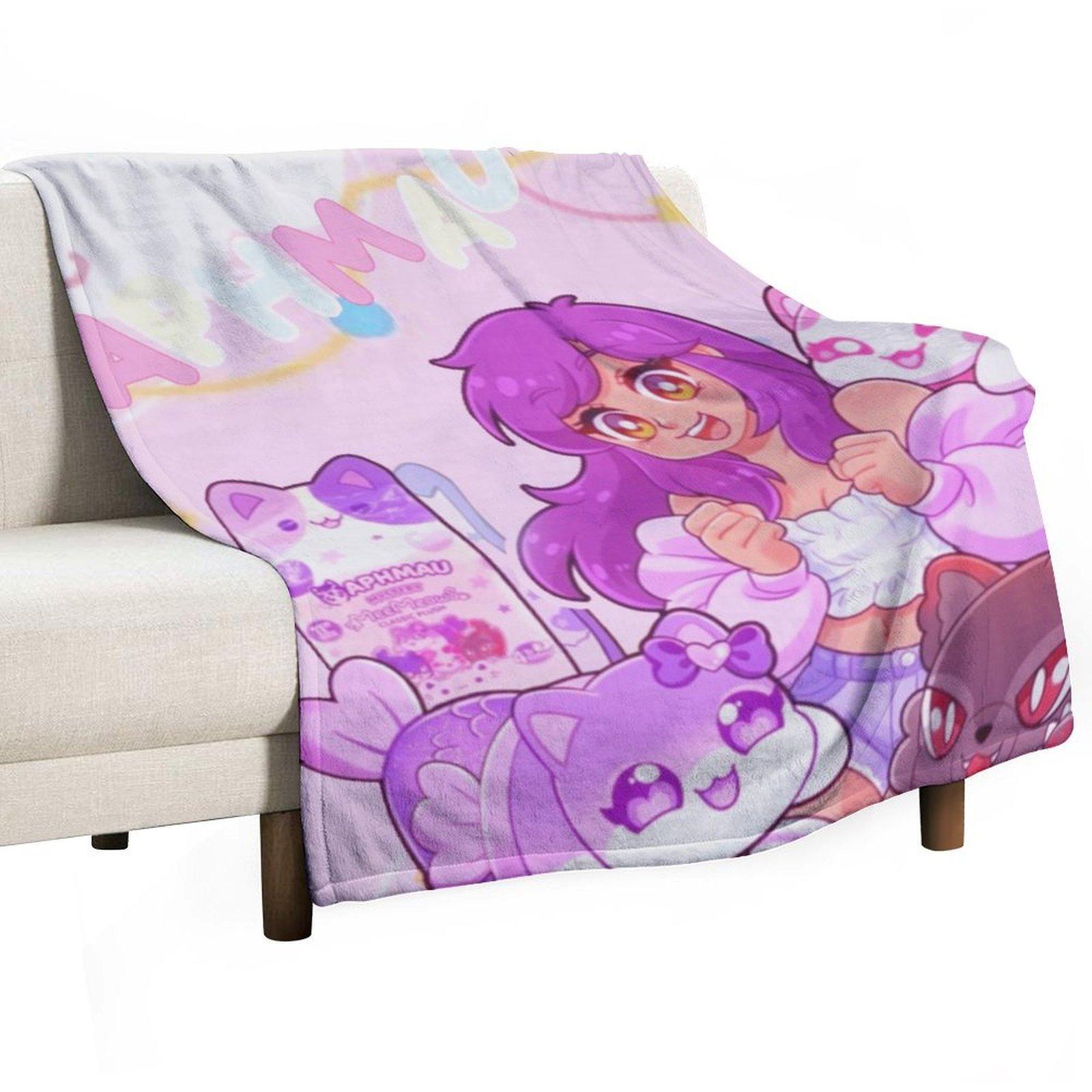 Aphmau Fall Throw Blanket For Women Mens Winter Nap Cute Cat Friends Love Meow Purple Flannel Blankets Office Camping Car Travel Air Conditioned Quilt All Seasons Soft Plush Bedding Throws Home Decor Boys Girls Christmas Gift Super Cozy Blanket