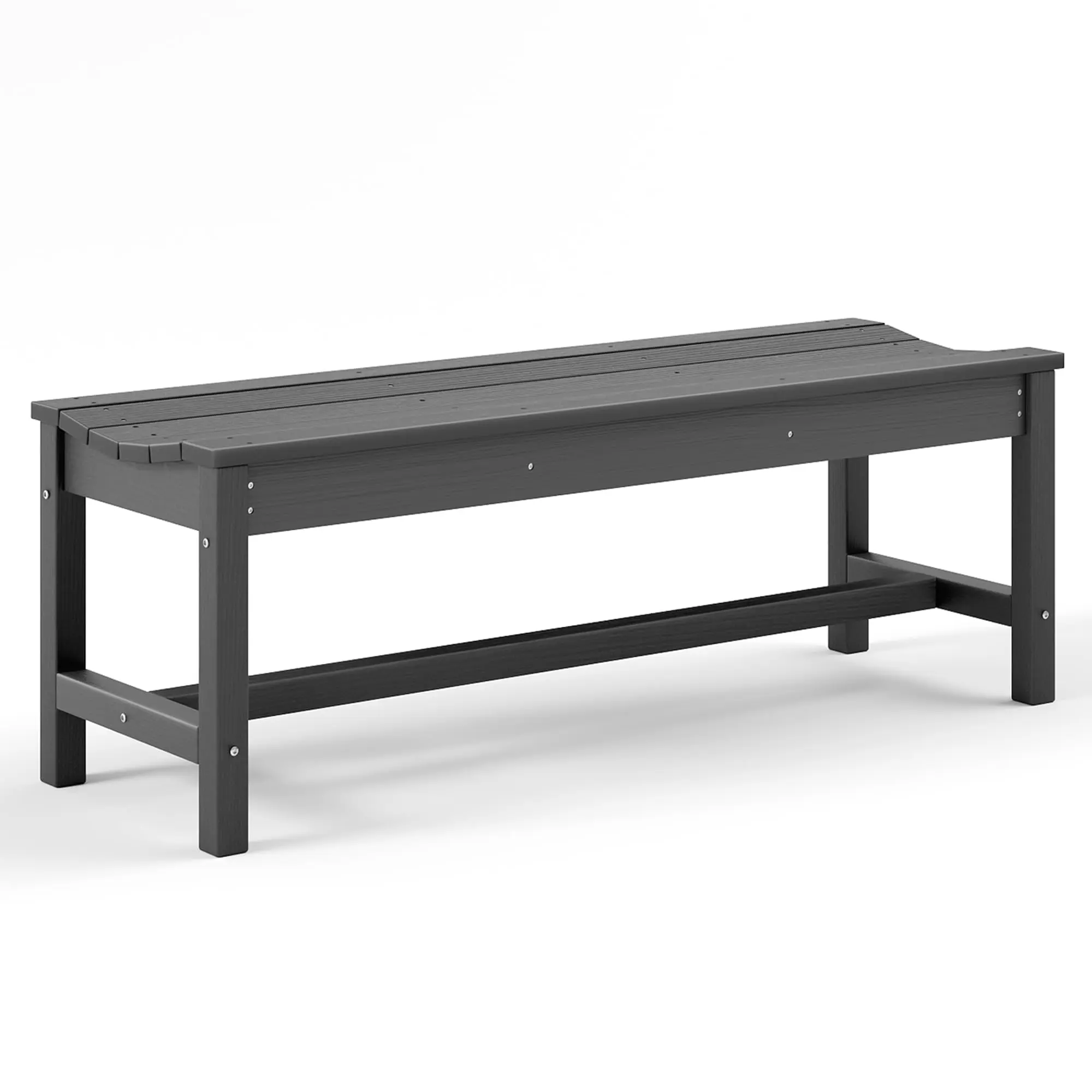 🌳 2-Person Backless HDPE Outdoor Bench – 800 lbs Capacity, Ergonomic Curved Seat, Weatherproof Poly Lumber for Garden, Porch & Park! ✨