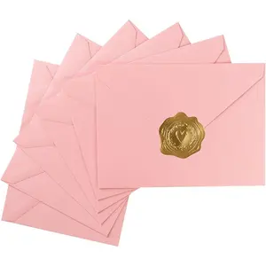 50 Pack A7 Colorful 5x7 Envelopes V Flap Invitation Envelopes for 5x7 Cards Birthday Weddings Graduations Greeting Cards Baby Shower 5.24 x 7.24 Inches Pink