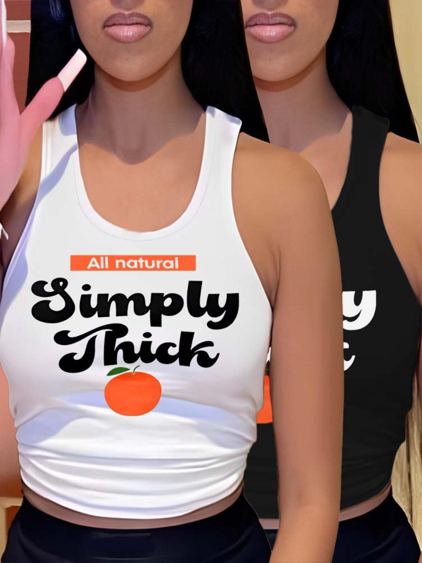 Women's Letter & Fruit Print Tank Top, Summer Clothes Women, Casual Sleeveless Tanktop for Summer, Women's Clothing for Outdoor Daily Wear, Summer Top, Sleeveless Basic Tanks, Tank Tops Workout, Womenswear