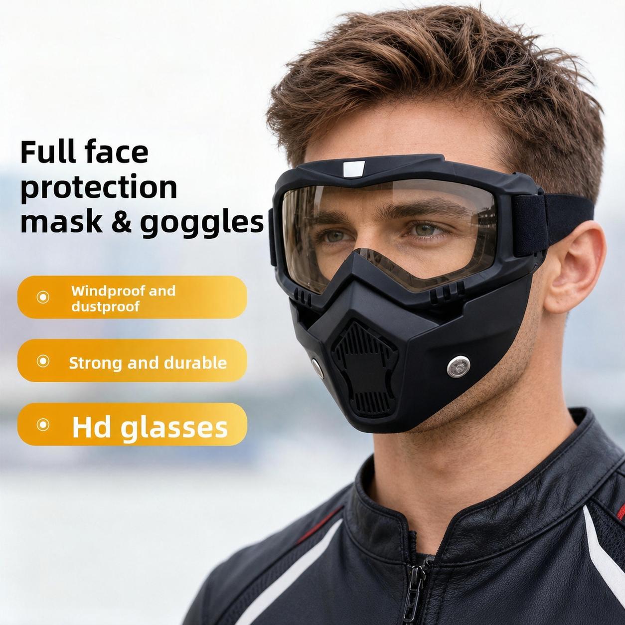 Full Face Protection Mask with Anti-Fog Goggles – Windproof Dustproof Tactical Mask for Outdoor Cycling, Motorcycle Riding, Sandstorm Protection, Breathable Sports Face Cover Full Face Protection Mask with Anti-Fog Goggles – Windproof Dustproof Tactical Mask for Outdoor Cycling, Motorcycle Riding, Sandstorm Protection, Breathable Sports Face Cover