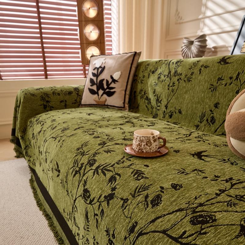 Plant Leaf Pattern Chenille Sofa Cover, 1 Count Soft Slipcover Protector for Living Room Couch, Sofa Decoration Supplies#TOP PICKS