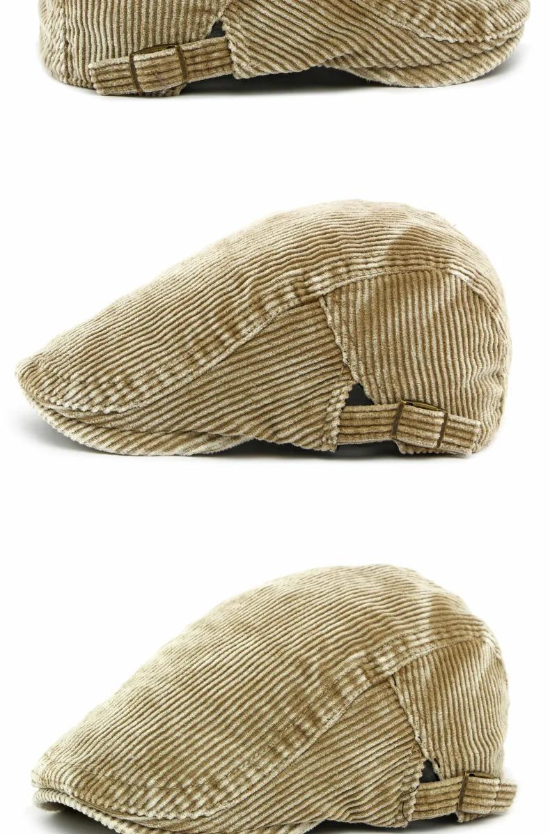 Autumn New Hat for Men and Women Corduroy Beret British Retro Forward Cap Casual Duckbill Cap Washed Cotton