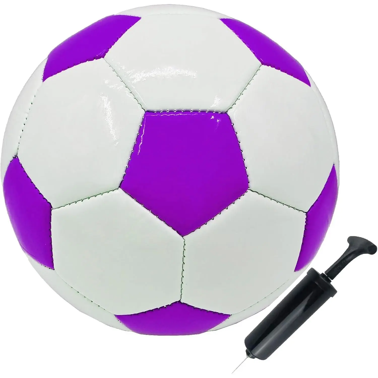 Size 2 Small Compact Purple Soccer Ball for Children & Baby Boys, Unisex Thicker Synthetic Leather Training Ball with Tight-Weaved Inside, Anti-Explosion Round Shape, Indoor & Outdoor Grassland Play, Pump Included