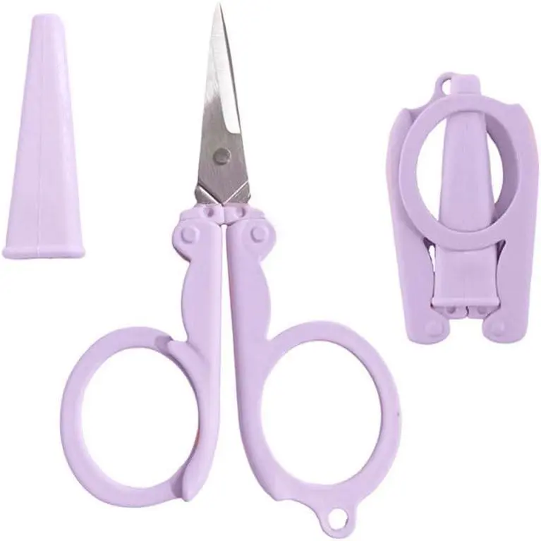 Pastel Mini Folding  with Safety Cap Small Portable Travel  Little Badge  Yarn Shears    for , Scrapbooking, Crafting, Sewing