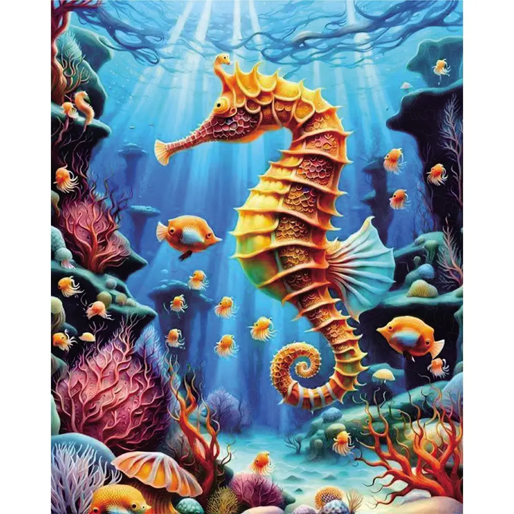 Sea Horse Wooden Puzzle, Creative Puzzle, Unique Shaped Pieces, Perfect Birthday Holiday Gift For Lover And Friends, Party Games, Decorative Painting, Leisure Entertainment Toy