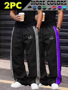 Men's Fashion Casual Sports Pants, Taslon Fabric, Lightweight Breathable, Unique Print, Waist Drawstring, Adjustable Ankle Elastic, Ideal for Daily Wear, Outdoor Hiking