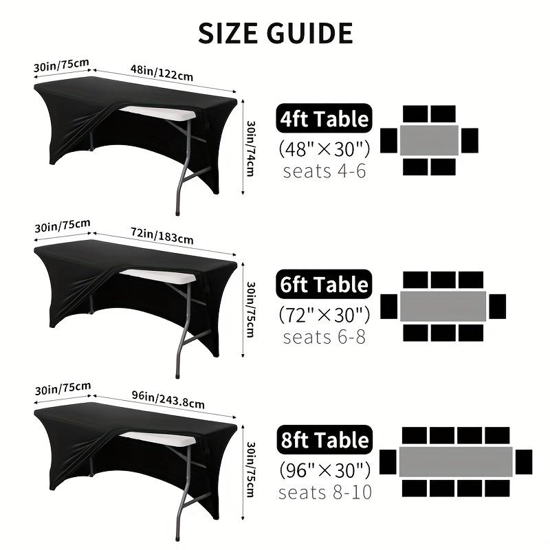 PLL [4ft/6ft/8ft Stretchable Table Covers] Stretchable Spandex Table Covers - 4ft/6ft/8ft, Wrinkle-Free & Easy to Clean for Weddings, Parties, and Events - Available in Multiple Colors