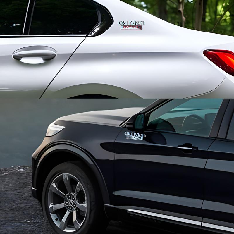 Premium Old Man Edition 3D Car Emblem Sticker Metal Badge Bumper Decals for Cars Trucks SUVs Side or Rear Tailgate Name Sticker - Gift for Drivers on Father's Day Retirement