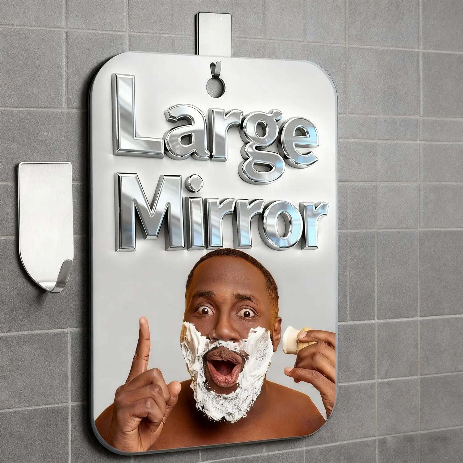 Thicken Shower Mirror Fogless for Shaving,(Small 6.15x4.28 Inch) Anti Fog Shaving Mirror No Fog Free Holder NO-Drilling , Small Wall Mounted Bathroom Accessories Camping  Men