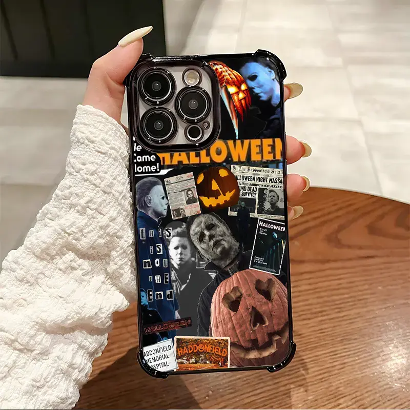 Pumpkin Theme Michael Myers Halloween Collage Protective Smartphone Case, Fit for iPhone 11/X/XS/17 Pro Max & for Samsung S22-S26 Plus Ultra, Ideal Gift