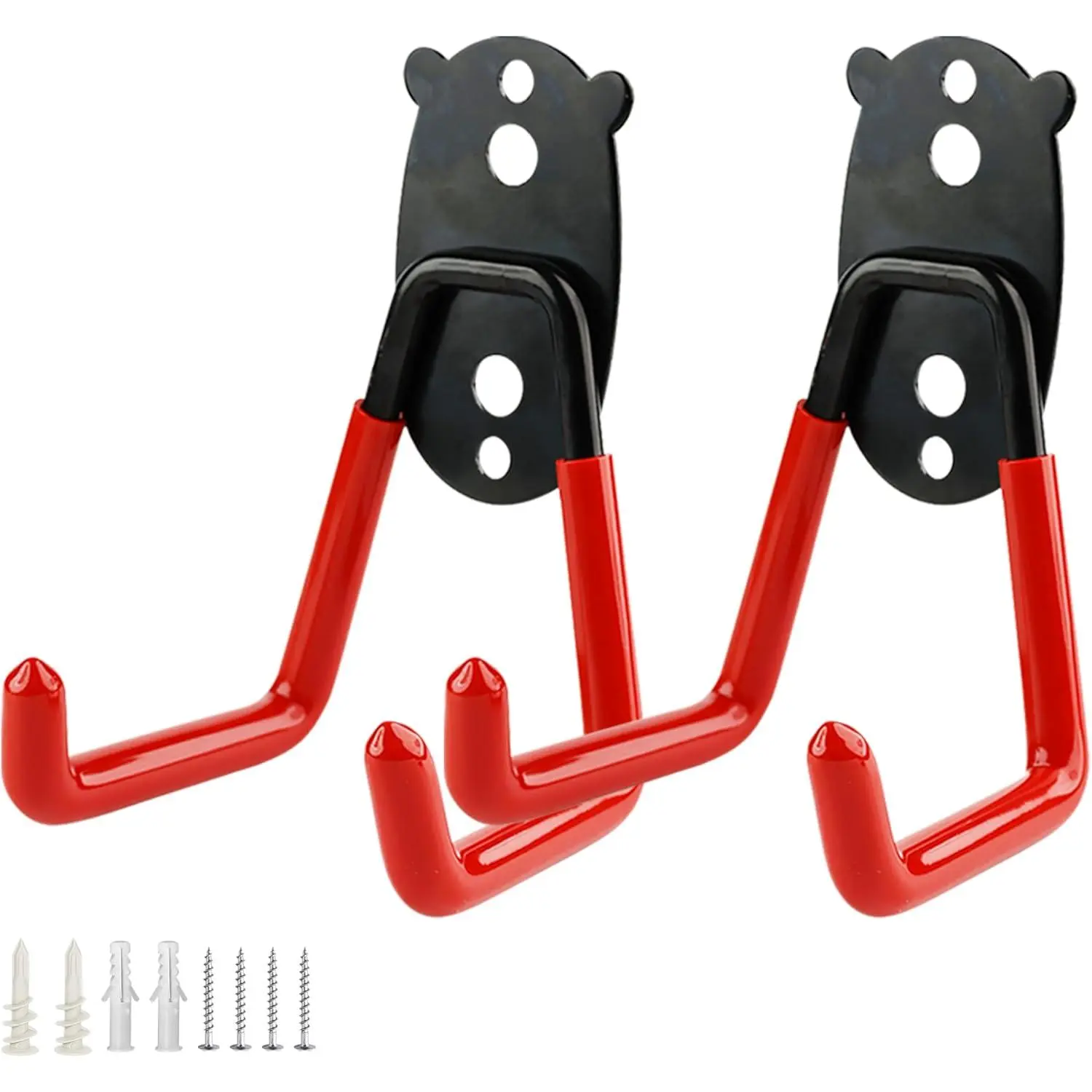 Garage Hooks Heavy Duty, Medium Square Hooks Wall Mount, Anti-Slip PVC Coated Steel Utility Storage Organizer for  Ladders, Bikes, Garden Tools and Hoses 2 Packs