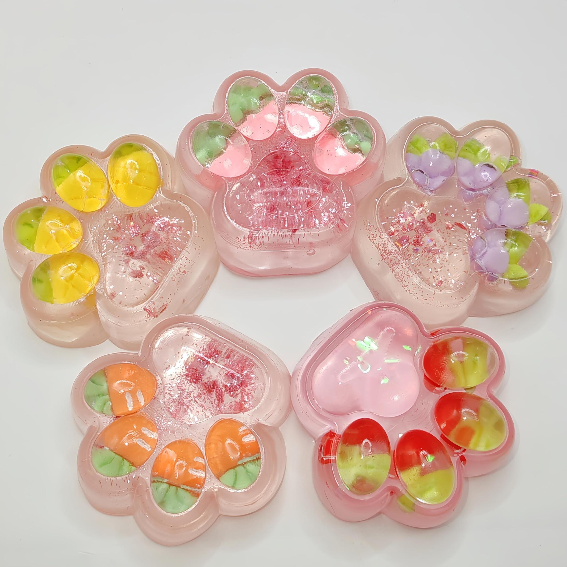 Cat Paw Design Squishy Toy, 1 Count Transparent Fruit-themed Cat Paw Squeeze Toy, Cute Sensory Toy for Adults & Teens