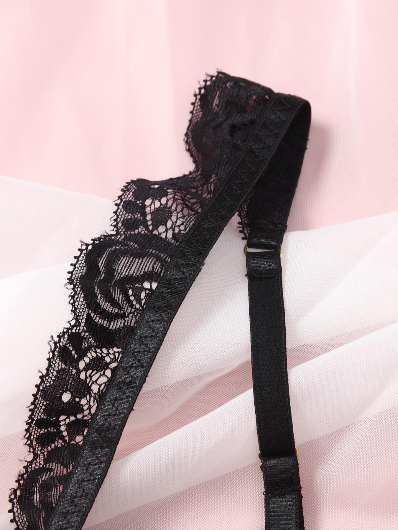 Women's Solid Adjustable Strap Bra & Thong Set, Sexy Casual Soft Comfy Breathable Lace Lingerie Set for Daily Wear, Ladies Underwear Set for All Seasons