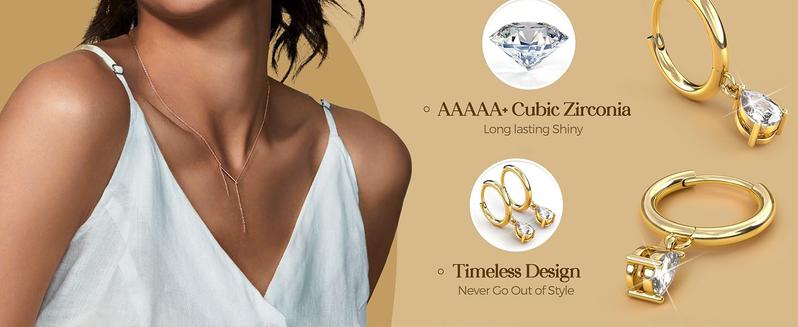 LOLIAS Gold Hoop Stud Earring Stacks for Women - 14K Gold Plated Chain Cartilage Earrings Cute Hypoallergenic Silver Huggie Earrings Sets for Multiple Piercing Jewelry Lightweight 8Pairs