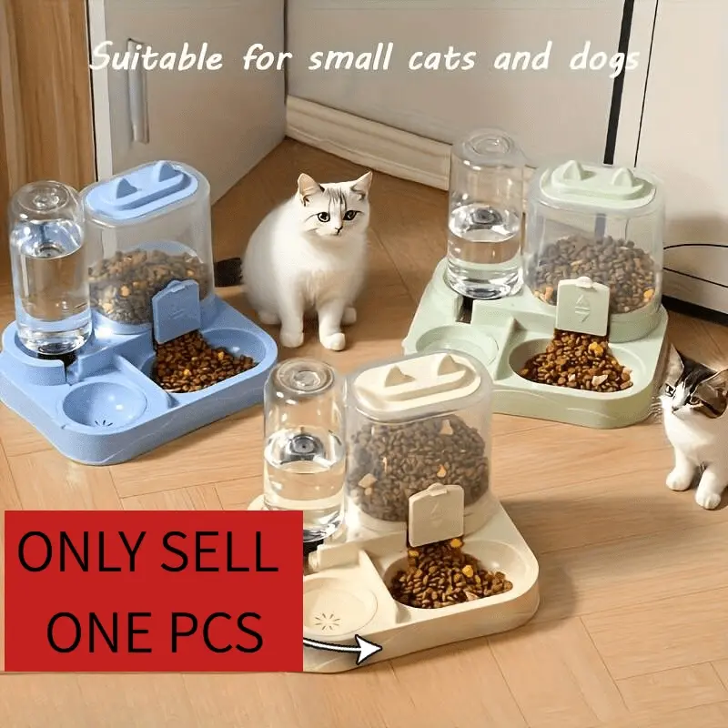 Fed Cat & Dog Feeder and Water Dispenser Combo with Name/Text Personalization - Dual Wet/Dry & Water System, Auto Refill (No Batteries), -Spill, Suitable for Kittens and Puppies
