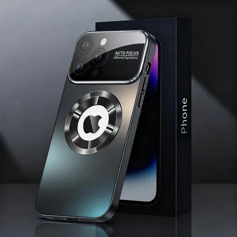 Luxury Matte Magsafe Case For iPhone 17Pro 16 15 14 13 12 ProMax Glass Lens Camera Wireless Charging Protection Cover Protective Smartphone Casing