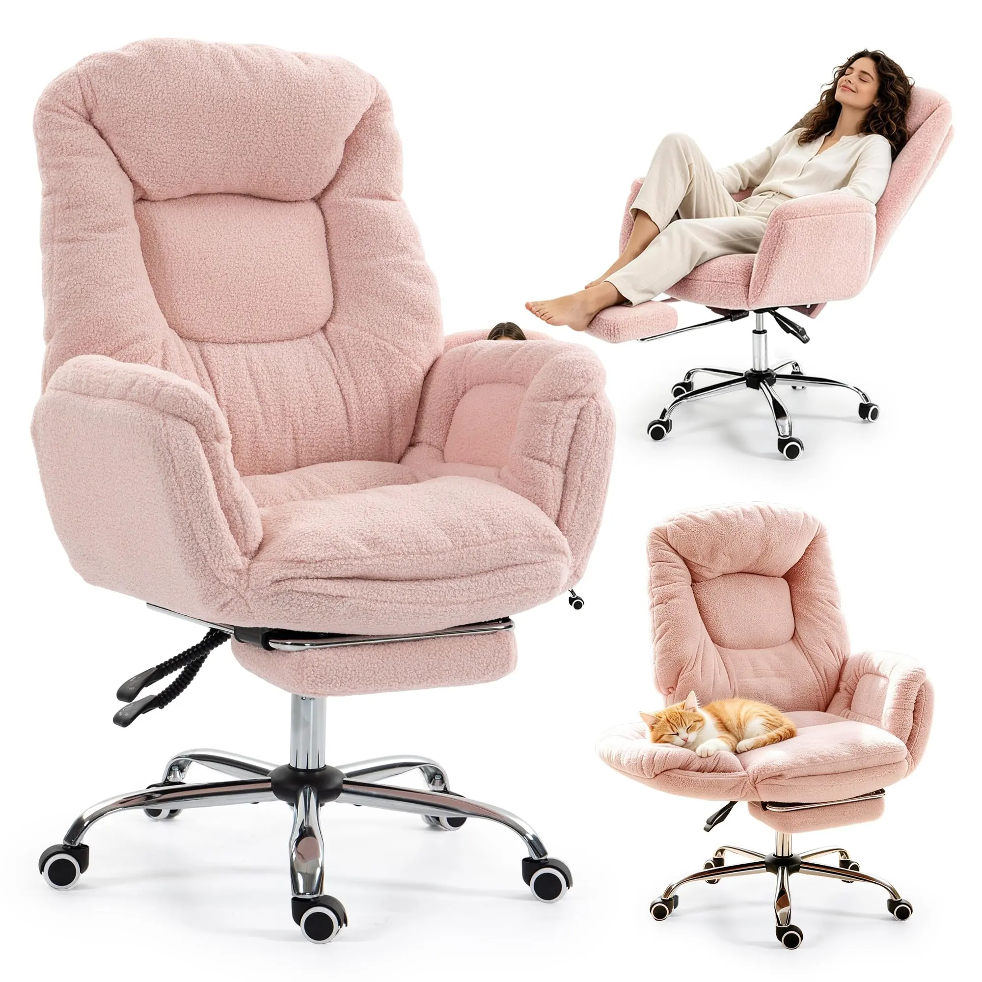 High Back Cross Legged Ergonomic Rolling Chair Criss Cross Back Support 3 Position Adjustable Armrests Retractable Footrest Heavy Duty Big Tall Gaming Office Seat For Home Workspace