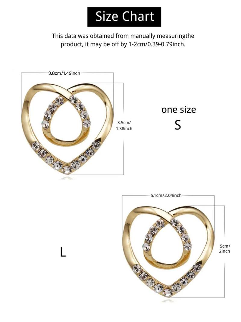 Fashion Heart Design Brooch, Rhinestone Decorated Clothes Silk Shawl Buckle, Clothes Accessories for Women & Men, Trendy All-match Jewelry for Birthday Gift, Durable Metal Pins, Flower Brooch