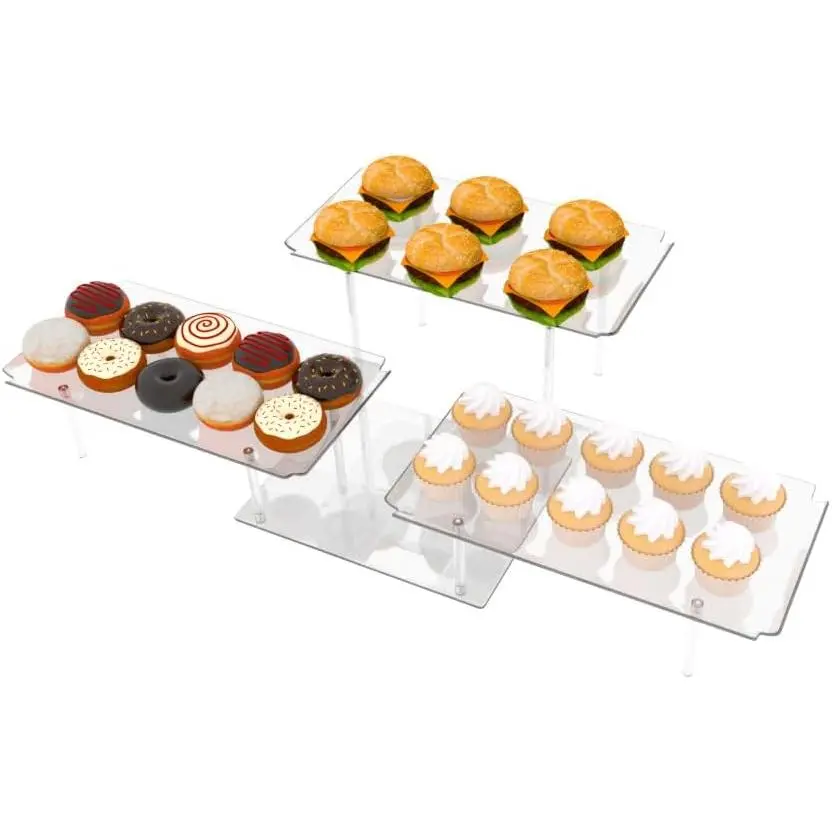 Dessert Table Display Set, Clear Cupcake Stand, 3 Tiered Serving Trays and Platters, Buffet Riser and Stand Appetizer Sandwiches Cookie Display Stand Finger  Display Trays for Party Bases Para Postres