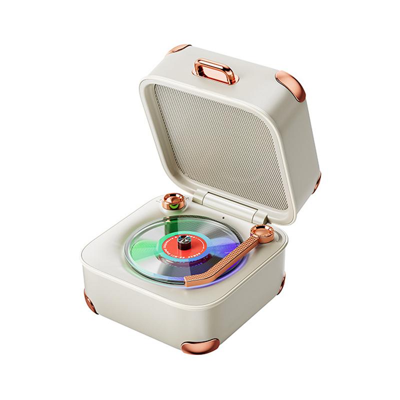 2026 New Mini Classic Vintage Bluetooth Speaker Retro Hifi Music Box Vinyl Record Player Design Soundbar Colorful Ambient Light with Mic