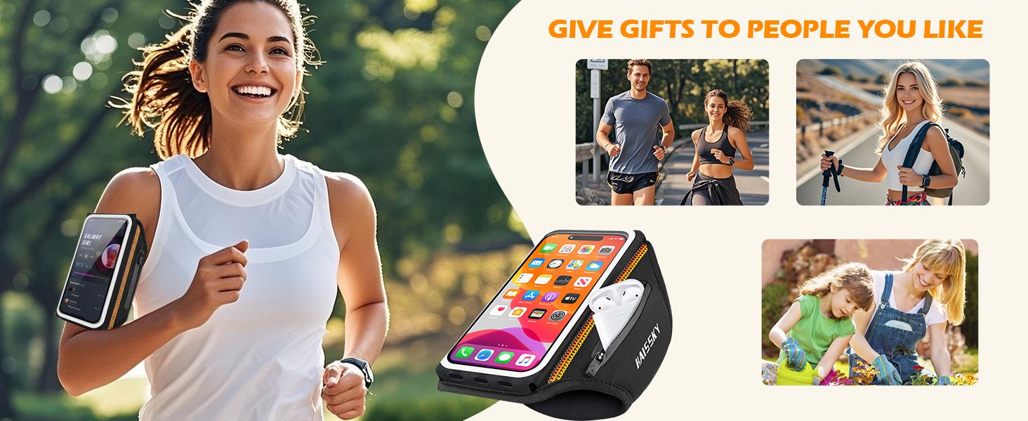 AGS Phone Armband for Running 3D Design Cell Phone Armband with Zipper Pocket for Earbuds Car Keys, Water Resistant Sport Arm Band for iPhone 14 13 12 11 Pro Galaxy S20 S30 Fit Up to 6.9'' with Phone Case