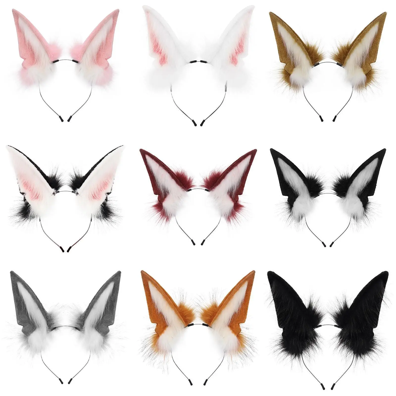 Unisex Handmade Animal Fur Wolf-Fox Ears Headband, Cosplay Headwear Hair Hoop Accessories for Cosplayers, Themed Party