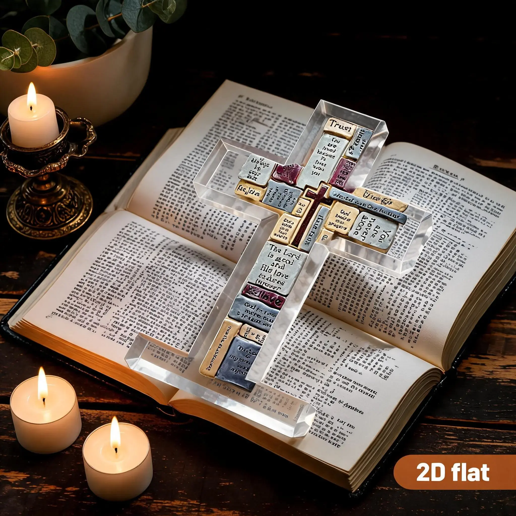 1pc Acrylic Cross Christian Jesus, Acrylic Nativity Scene Ornament Decorations, Christian Religious Decor, Standing Cross Religious Inspirational, Gifts with Bible Verse and Prayers, Cross for Friends Mom Wife Colleague, Religious Home Decor