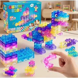 Gummy Bloc  Flexible Building Blocks for Toddlers - Soft Squishy Sensory Toys, Bendable STEM Stacking Toy for Kids Boys Girls Ages 3+