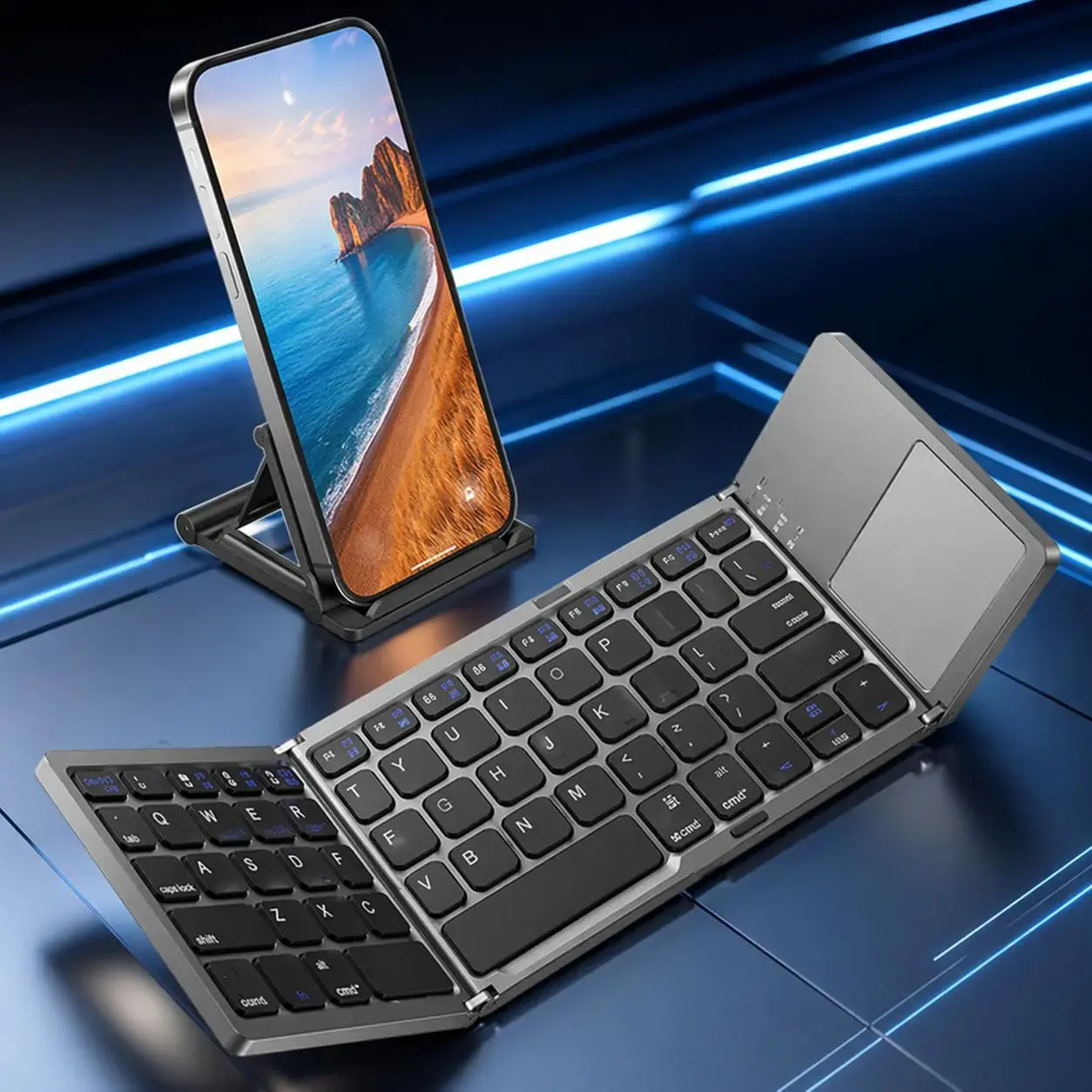 Ultra-Thin Wireless Mini Bluetooth-Compatible Keyboard, Foldable Simple-Design Tablet Keyboard for Home and Office #GLOBAL PICKS