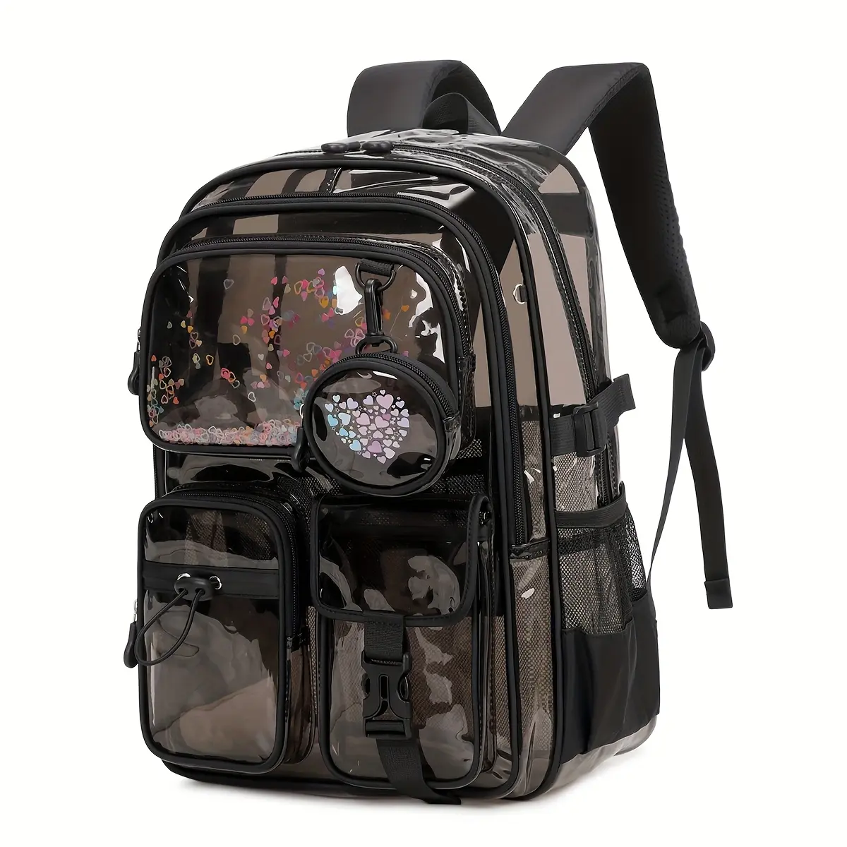 Leisure Solid Color Transparent Backpack, Large Capacity Unisex Double Shoulder Student Schoolbag, Clear See-Through Bag Suitable for School, Stadium, Concert and Daily Travel,Commercial,Chakra,multipurpose,,Reusable,durable,toiletry,apart,mu,wa,invi,live