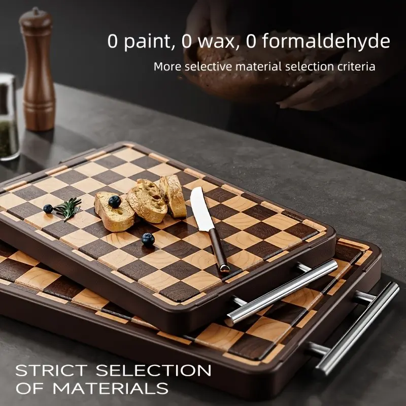 Trendy Style Checkerboard Wooden Cutting Board, Multi-Functional for Vegetables, Meat, Cheese, Fruits, Bread, Durable and Safe, Perfect Gift