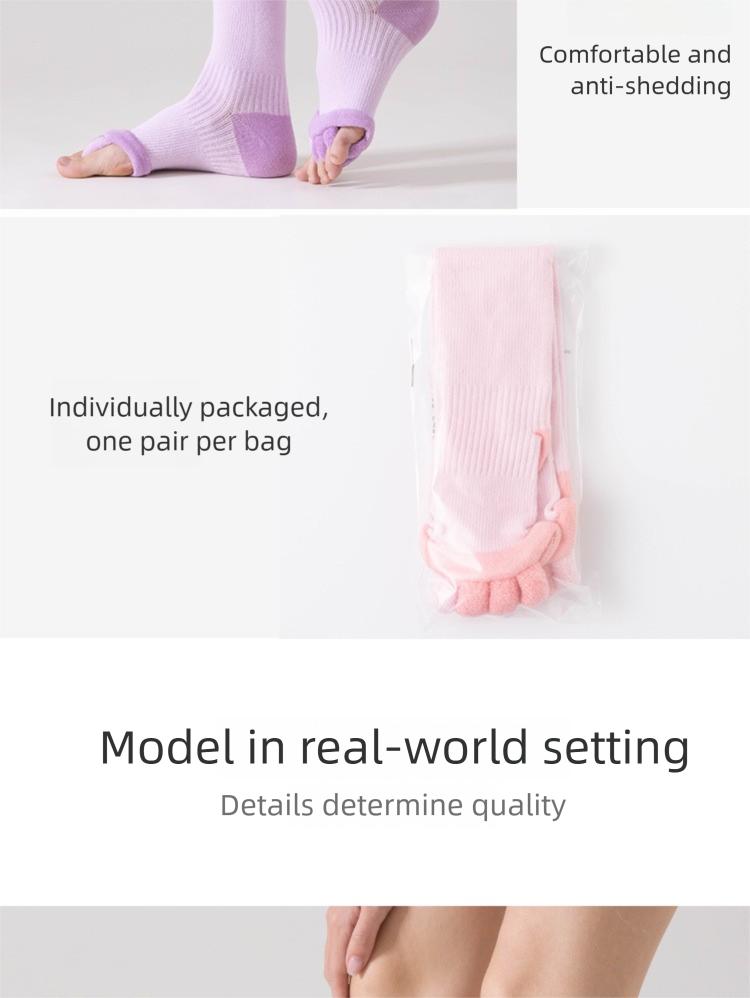 Toe-Separating Yoga Socks - Non-Slip Athletic Socks for Women,#Workout Socks, Pilates Socks & Gym Fitness Socks,Long pressure split-toe socks, anti-slip calf socks