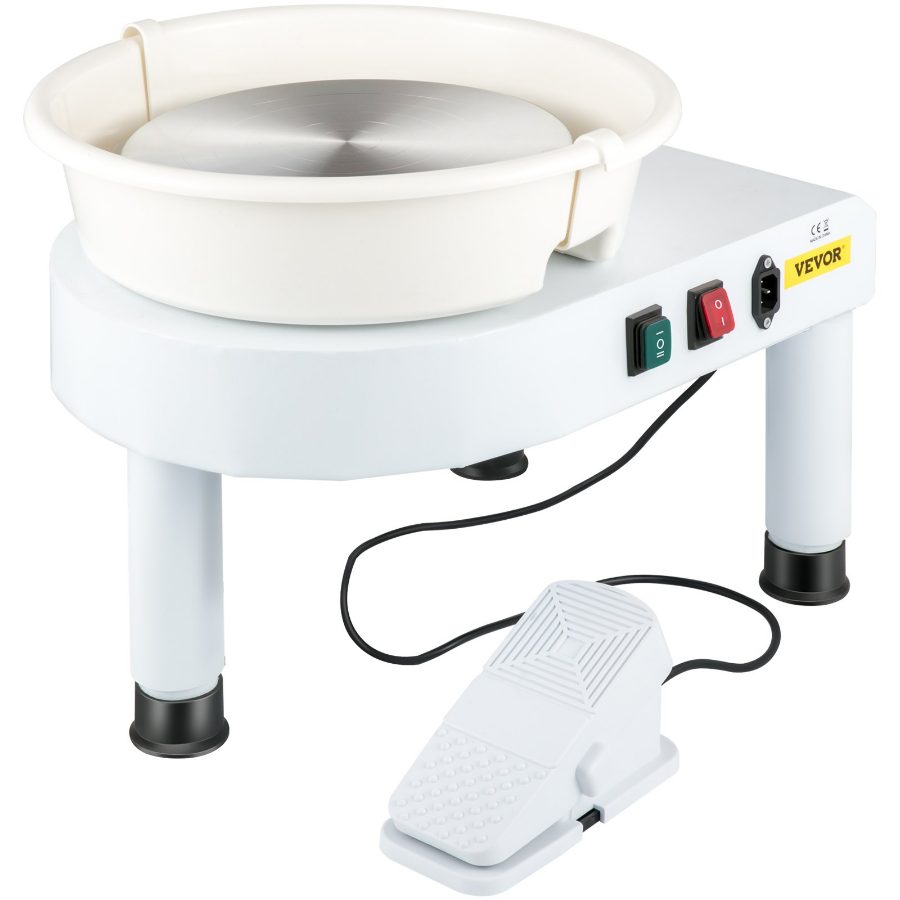 VEVOR Pottery Wheel, 11in Ceramic Wheel Forming Machine, 0-300RPM Speed Manual Adjustable 0-7.8in Lift Leg, Foot Pedal Detachable Basin, Sculpting Tool Accessory Kit for Art Craft
