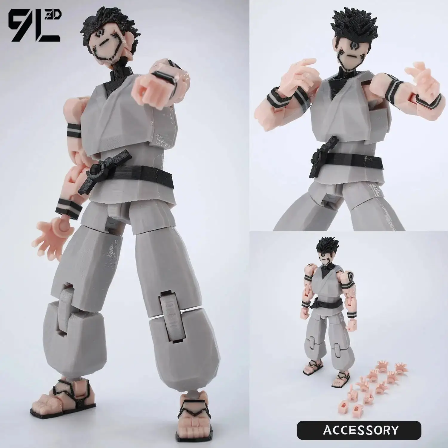 3D Printed Dummy13 T13 Grey Outfit Articulated Anime Figure, 14cm/5.5in Jointed Articulating Figurine, 30+ Articulation Points, 14+Y Anime Collectibles, Stress-Relief Collectible Figure for Valentine's Day