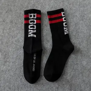 Socks Nice Brand Sock Male Letter BOOM Tube Female Tide European And American Streetwear Hip-Hop Wild High-Top Skateboard Socks