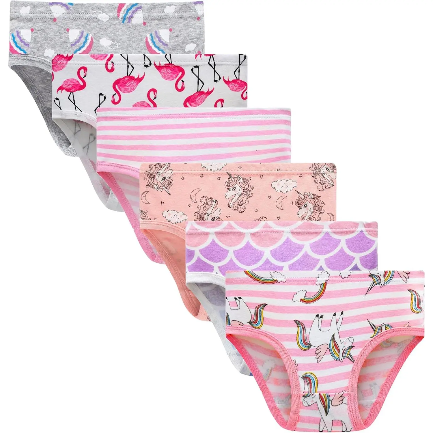 Little Girls' Soft Cotton Underwear Kids Cool Breathable Comfort Panty Briefs Toddler Undies(Pack of 6)