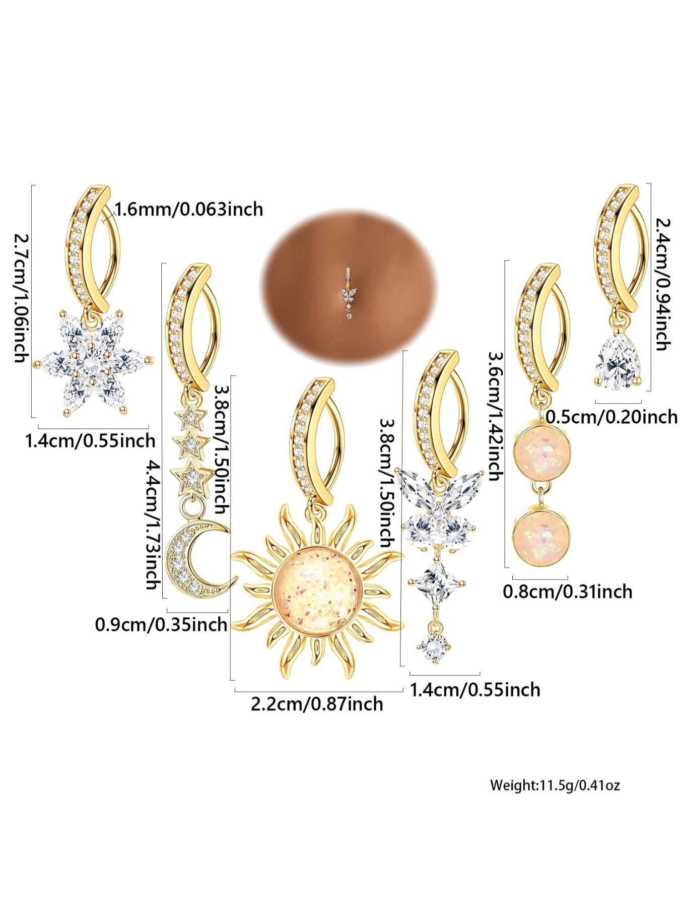 Women's Elegant Rhinestone Decorated Belly Ring, Exquisite Trendy Flowers Butterfly Design Belly Button Rings, Belly Hoops, Navel Piercing Jewelry, Fashionable Body Piercing Jewelry, Body Jewellery for Women & Girls Women's Elegant Rhinestone Decorated Belly Ring, Exquisite Trendy Flowers Butterfly Design Belly Button Rings, Belly Hoops, Navel Piercing Jewelry, Fashionable Body Piercing Jewelry, Body Jewellery for Women & Girls