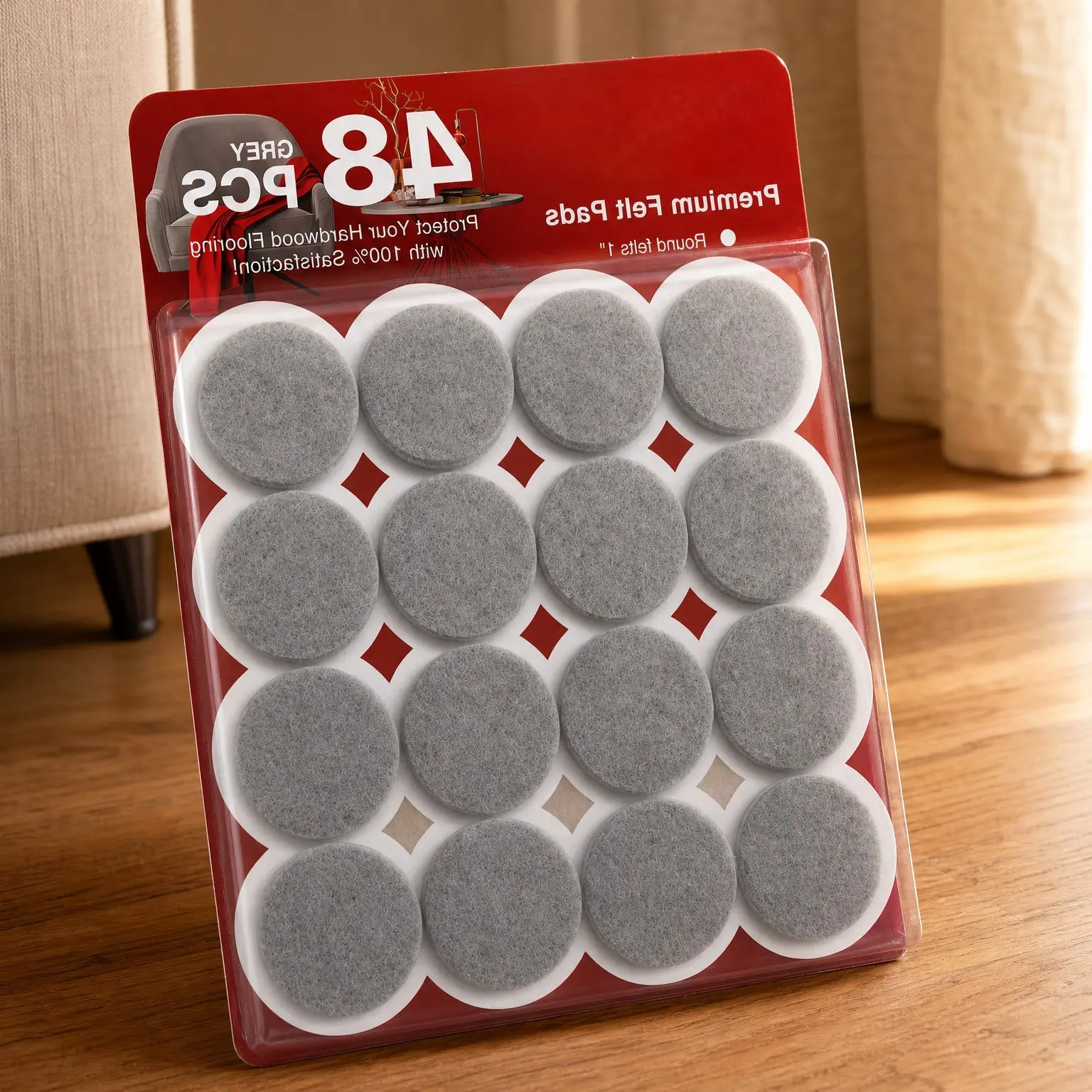 48 Pack Premium Felt Furniture Pads - Floor Protectors
