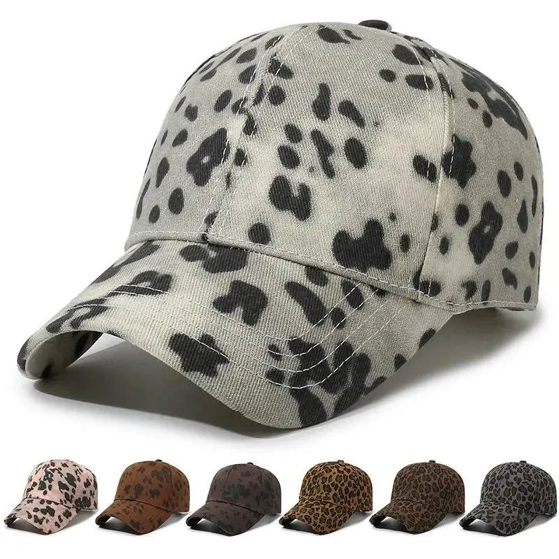 Baseball Cap Leopard Print Soft Cotton Unisex Sun Protection Outdoor Cap for Daily Wear