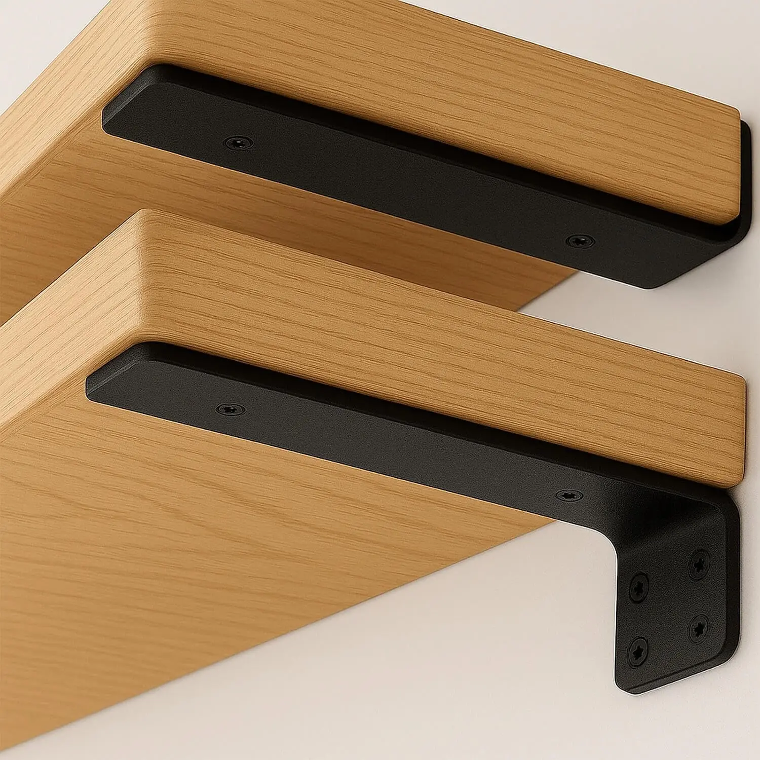 Floating Shelf Bracket 6 Inch of 6 Pack Heavy Duty Shelf Brackets Black Coated Metal L Bracket Wall Shelf Support DIY Brackets with 1/5 Inch Thick and 160 LBS Load Capacity