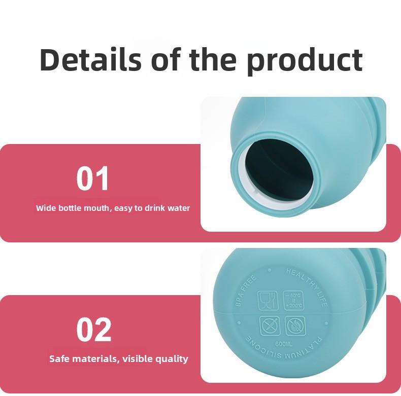 Creative Silicone Foldable Cup Outdoor Travel Sports Water Bottle Portable Thin Cycling Mug, Durable Leak-Proof Design